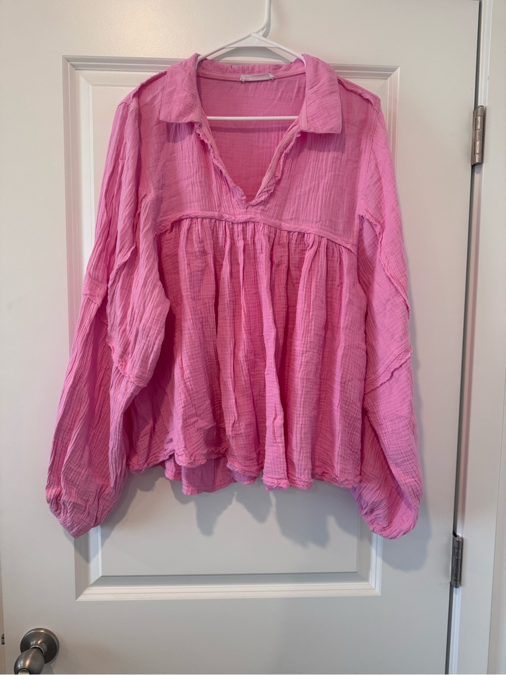 Ces Femme Pink Gauze Peasant Tunic